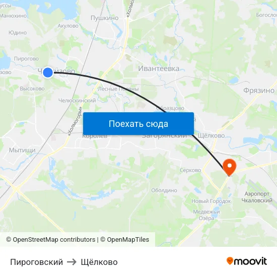 Пироговский to Щёлково map