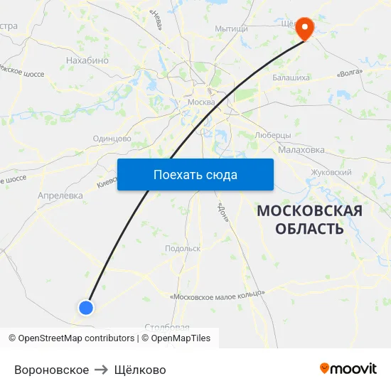Вороновское to Щёлково map