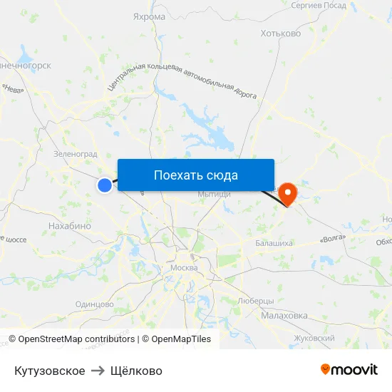 Кутузовское to Щёлково map