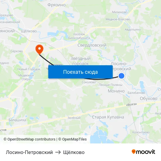 Лосино-Петровский to Щёлково map