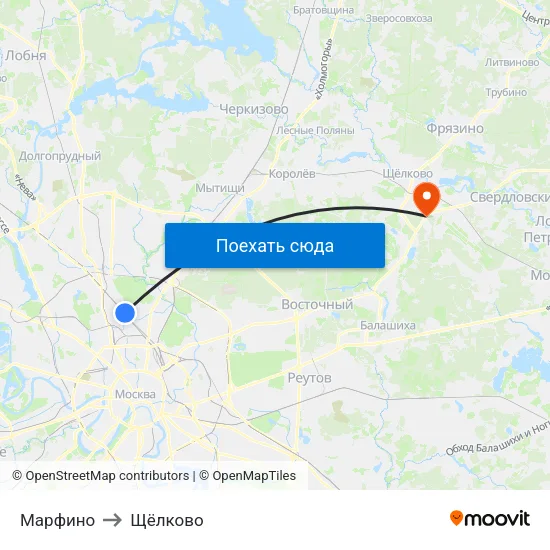 Марфино to Щёлково map