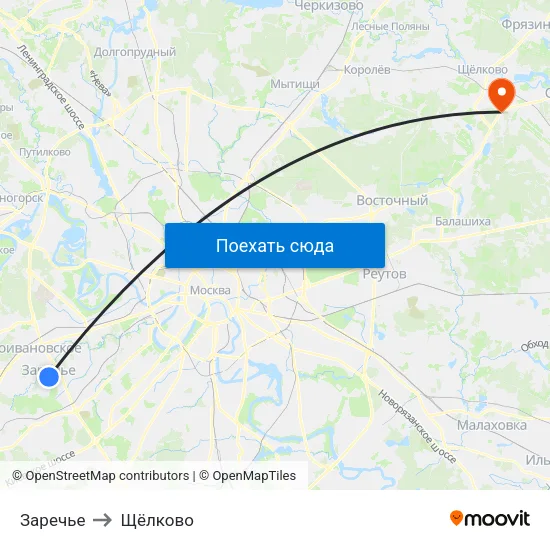 Заречье to Щёлково map