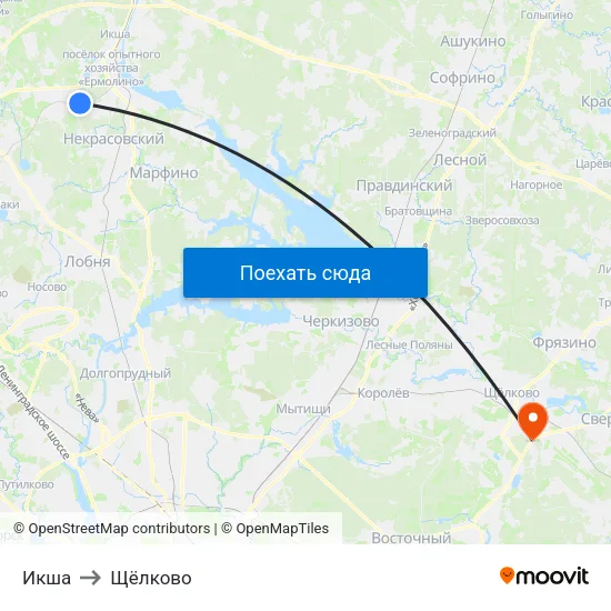 Икша to Щёлково map