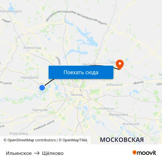 Ильинское to Щёлково map