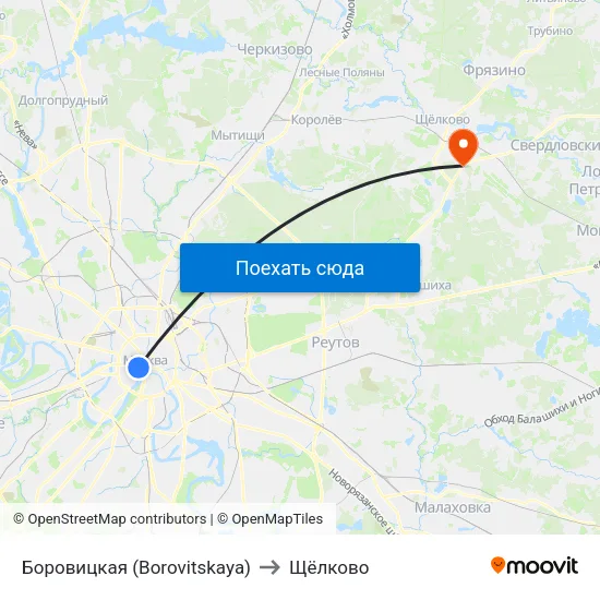 Боровицкая (Borovitskaya) to Щёлково map