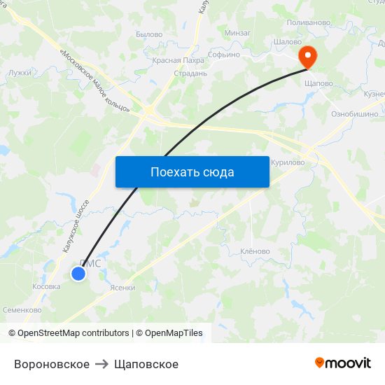 Вороновское to Щаповское map