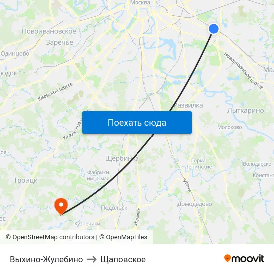 Выхино-Жулебино to Щаповское map