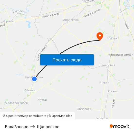Балабаново to Щаповское map