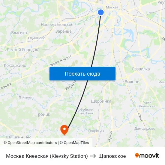 Москва Киевская (Kievsky Station) to Щаповское map