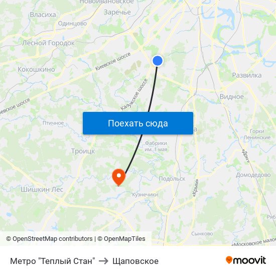 Метро "Теплый Стан" to Щаповское map