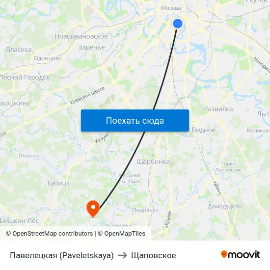 Павелецкая (Paveletskaya) to Щаповское map