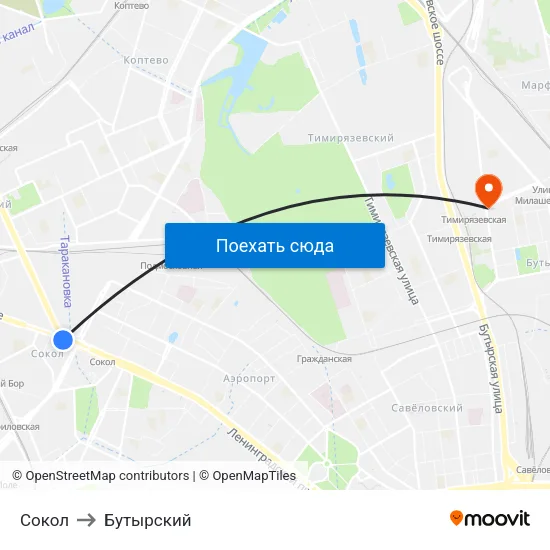Сокол to Бутырский map