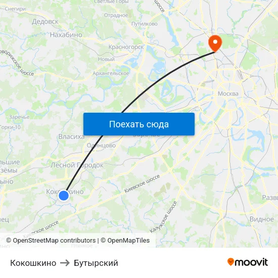 Кокошкино to Бутырский map