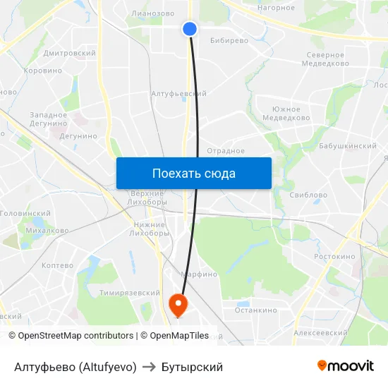 Алтуфьево (Altufyevo) to Бутырский map