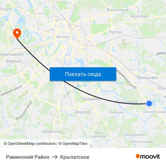 Раменский Район to Крылатское map