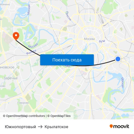 Южнопортовый to Крылатское map