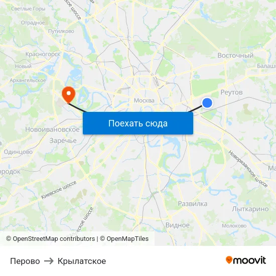 Перово to Крылатское map