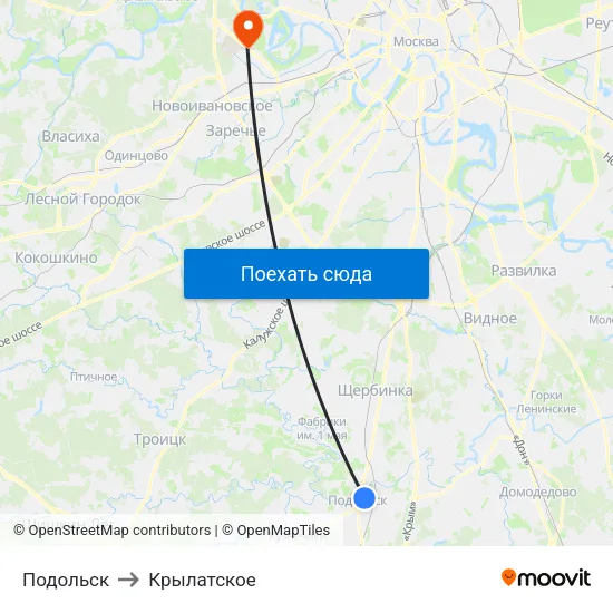 Подольск to Крылатское map