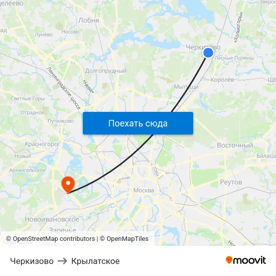 Черкизово to Крылатское map