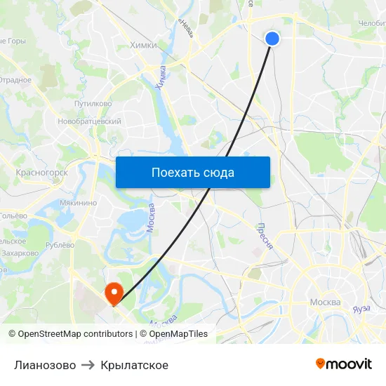 Лианозово to Крылатское map