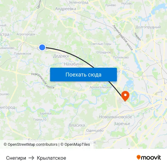 Снегири to Крылатское map
