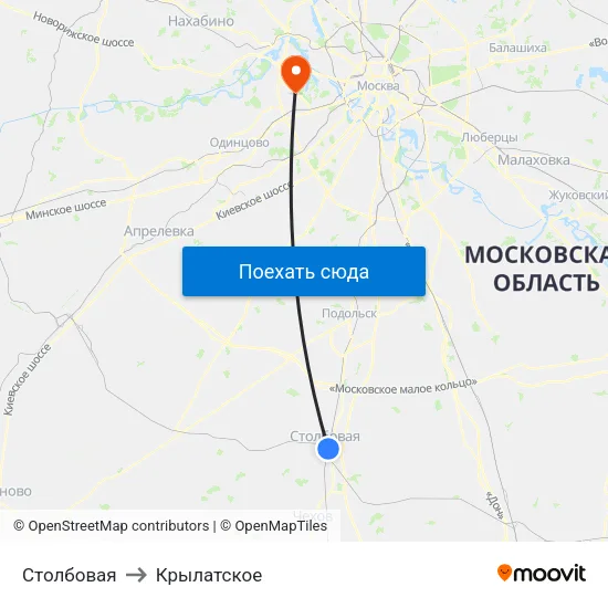 Столбовая to Крылатское map