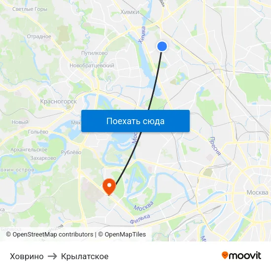 Ховрино to Крылатское map