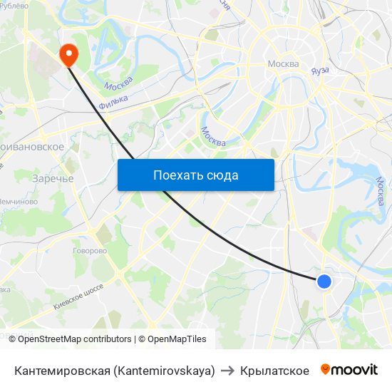 Кантемировская (Kantemirovskaya) to Крылатское map