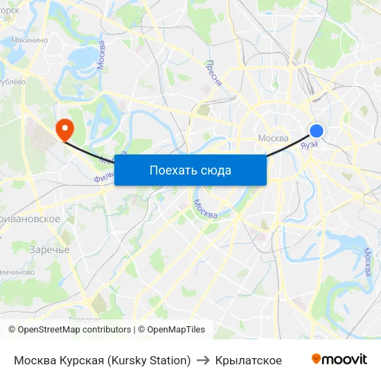 Москва Курская (Kursky Station) to Крылатское map