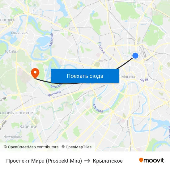 Проспект Мира (Prospekt Mira) to Крылатское map