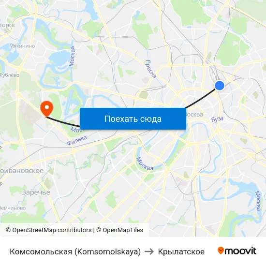 Комсомольская (Komsomolskaya) to Крылатское map