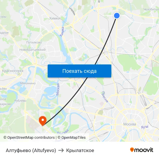 Алтуфьево (Altufyevo) to Крылатское map