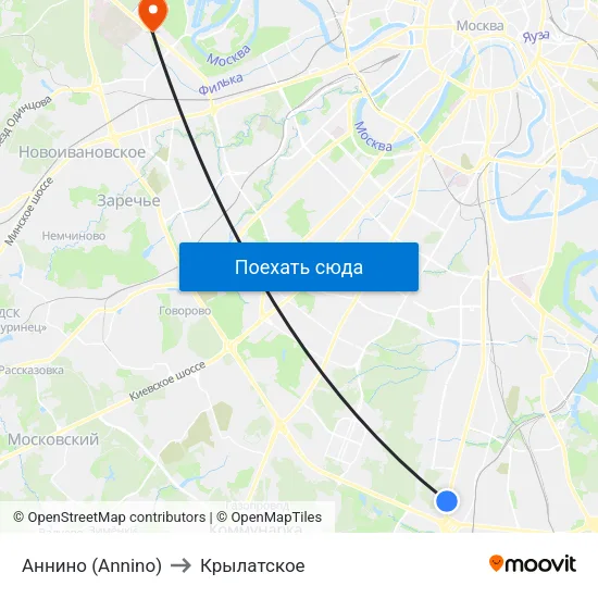 Аннино (Annino) to Крылатское map