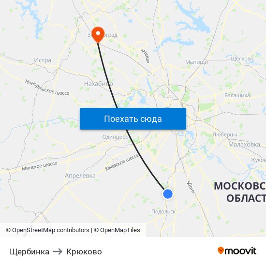 Щербинка to Крюково map