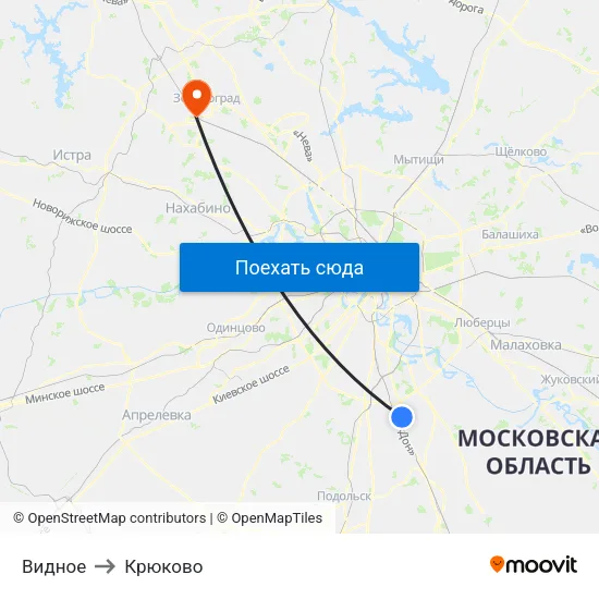 Видное to Крюково map