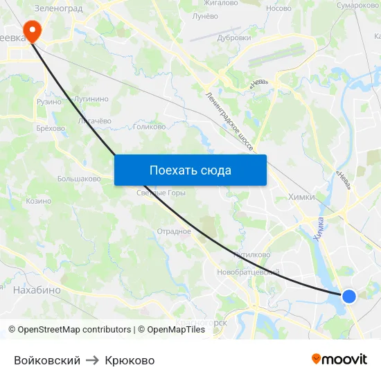 Войковский to Крюково map