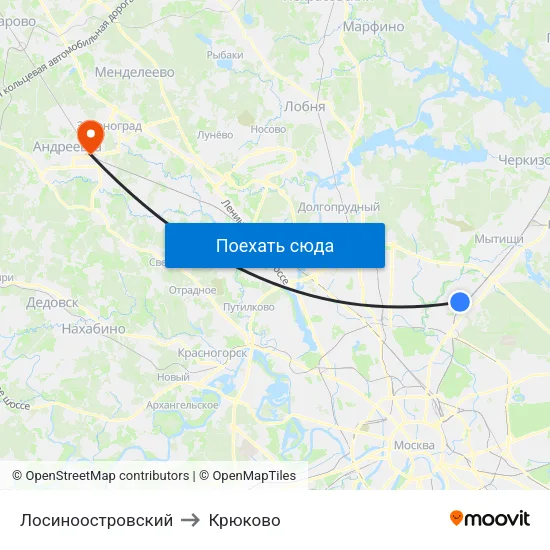 Лосиноостровский to Крюково map