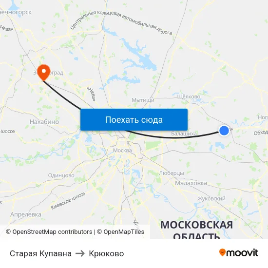 Старая Купавна to Крюково map