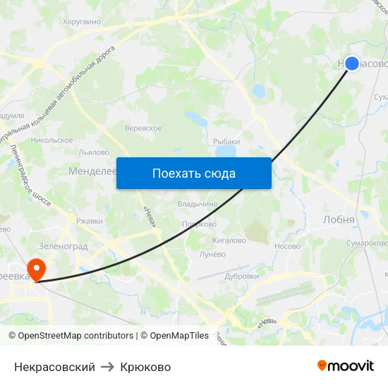 Некрасовский to Крюково map
