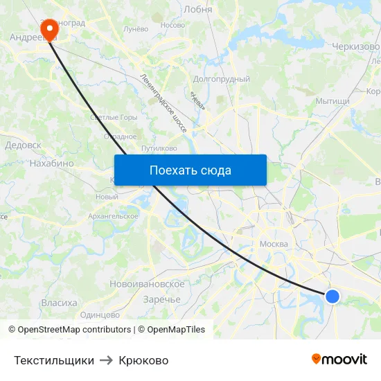 Текстильщики to Крюково map