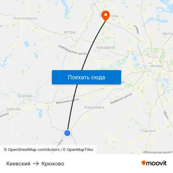 Киевский to Крюково map