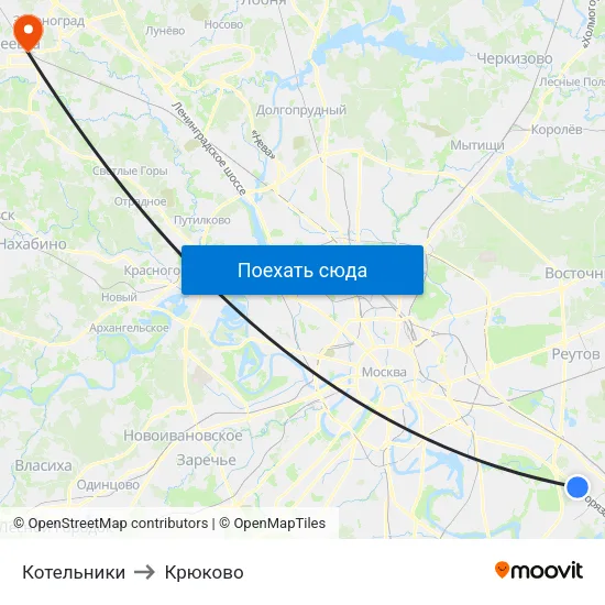 Котельники to Крюково map