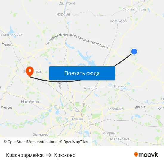 Красноармейск to Крюково map