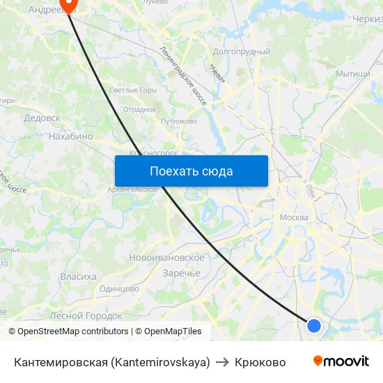 Кантемировская (Kantemirovskaya) to Крюково map