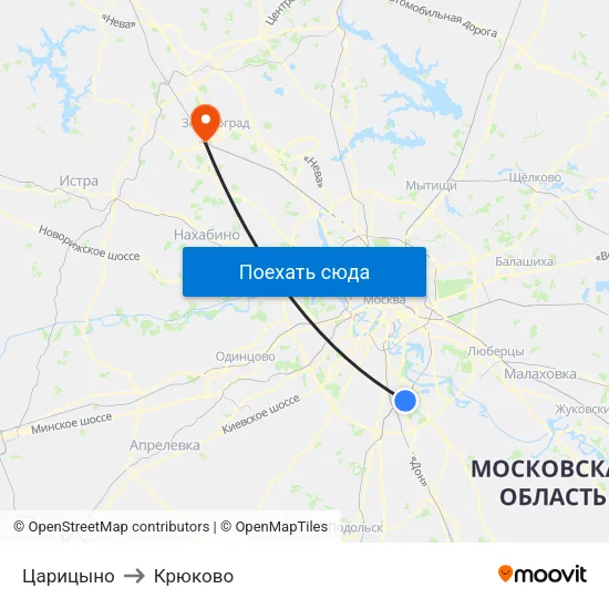 Царицыно to Крюково map
