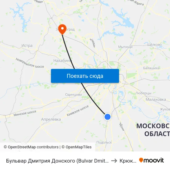 Бульвар Дмитрия Донского (Bulvar Dmitriya Donskogo) to Крюково map
