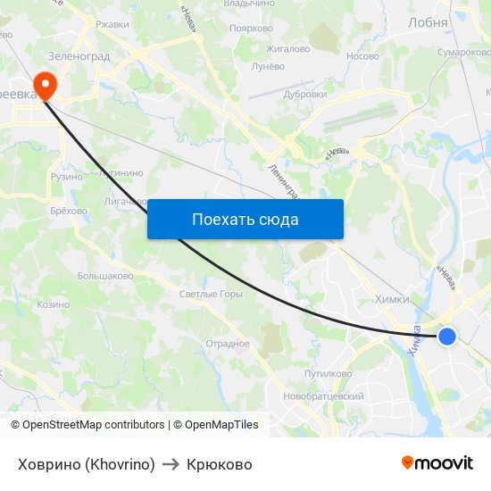 Ховрино (Khovrino) to Крюково map