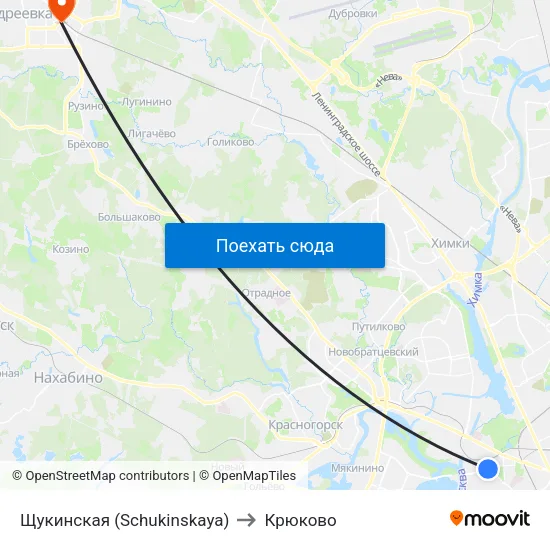 Щукинская (Schukinskaya) to Крюково map