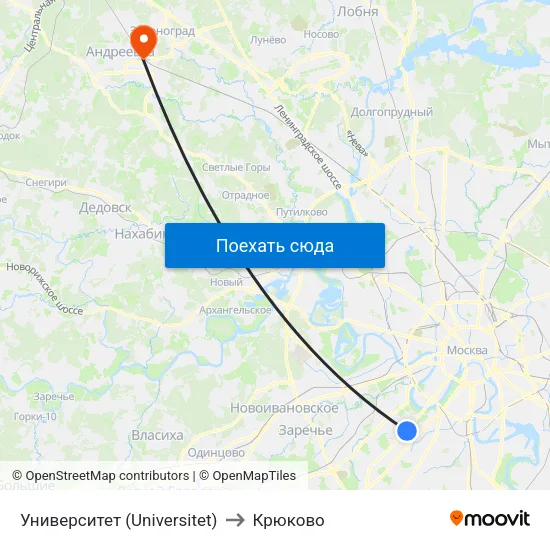 Университет (Universitet) to Крюково map