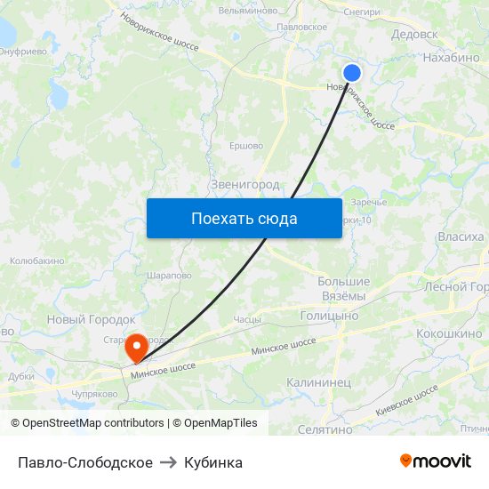 Павло-Слободское to Кубинка map